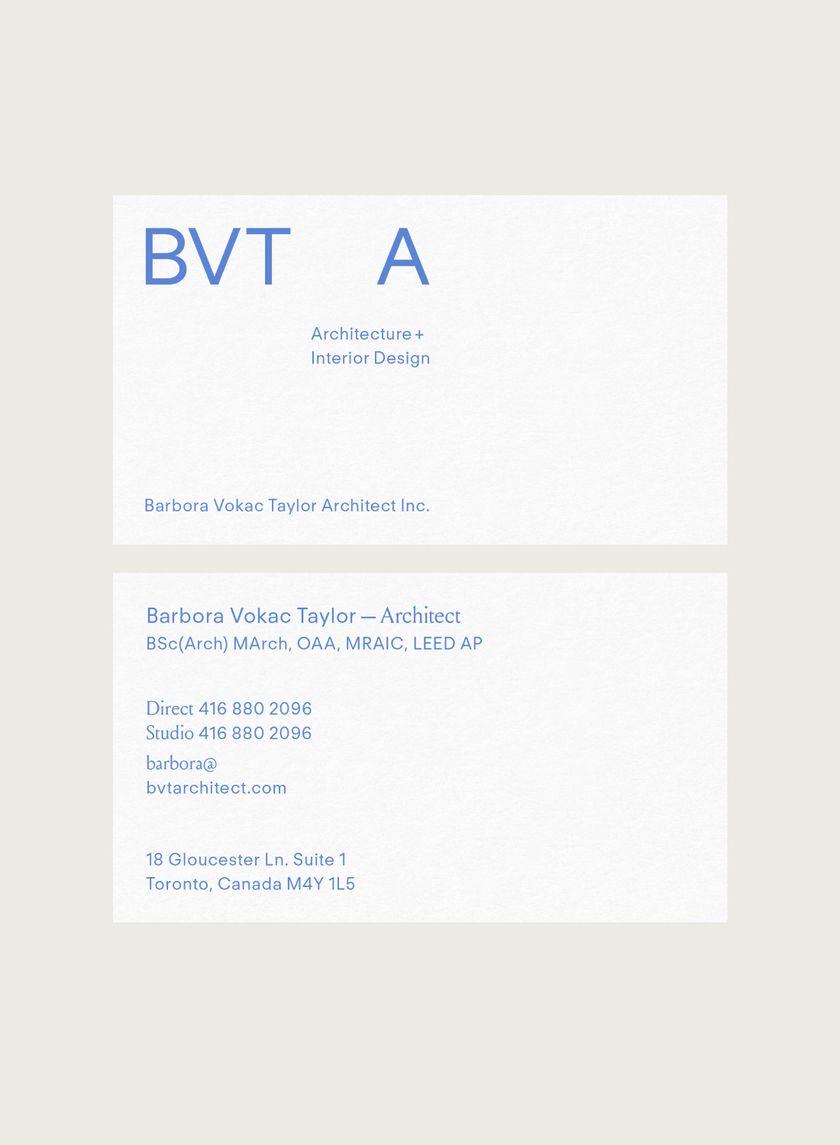 Business card design for Barbora Vokac Taylor Architect